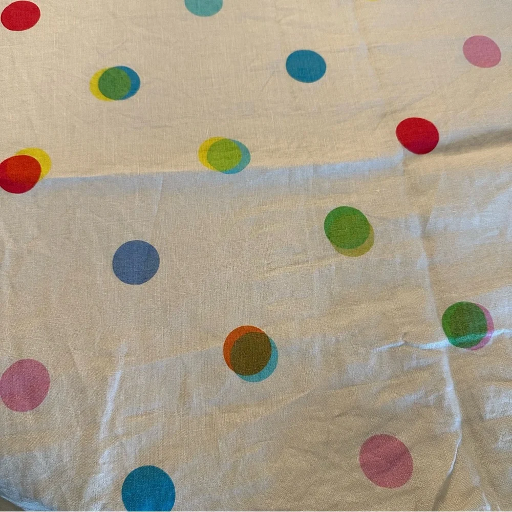 IKEA 100% Linen Multicolor Polka Dot Duvet Cover Full / Queen Rainbow Natural